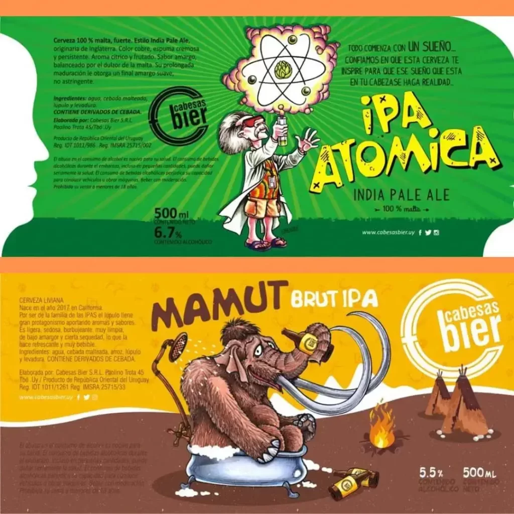 Etiquetas para cervezas Ipa Atómica y  Mamut Brut Ipa